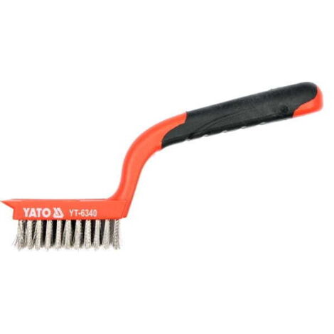 Brosse métallique, fil d'acier inoxydable, 5 rangées avec racleur, manche en plastique / YT-6340 / Yato