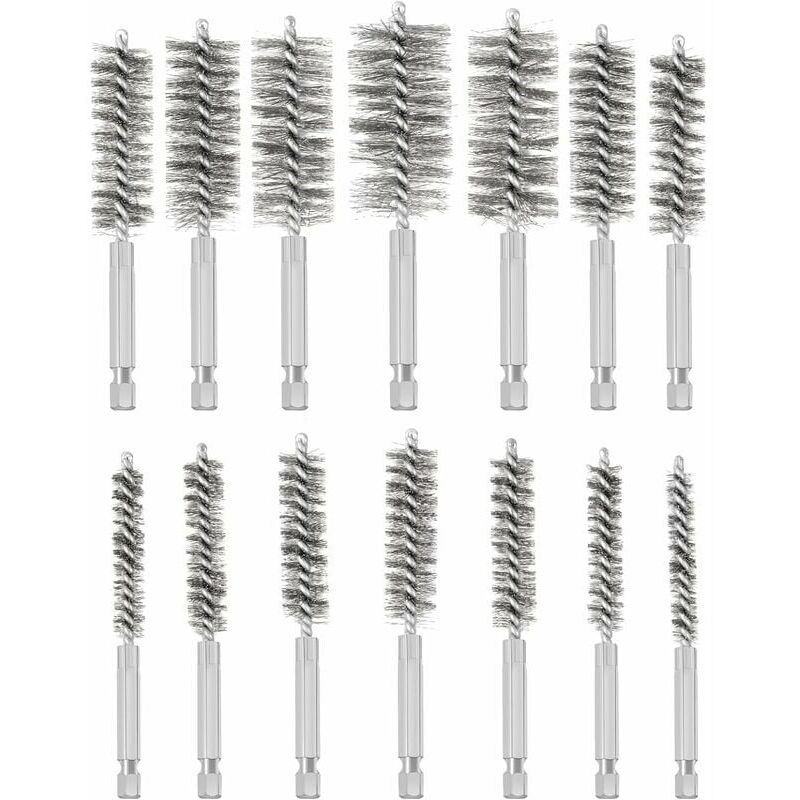 Alovez - Brosse Metallique pour Perceuse, 14 Pièces Brosse de Trou en Acier Inoxydable, Différentes Tailles Brosse de Nettoyage en Acier Inoxydable