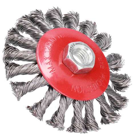 Brosse métallique torsadée pour meuleuse, élimination rouille et peinture, diamètre 100 mm, filetage M10x1.5