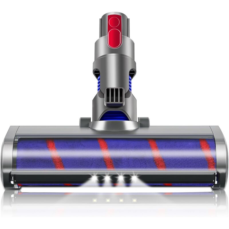 Brosse motorisée compatible pour Dyson V7 V8 V10 V11 V15 Rouleau souple pour parquet, carrelage et lumière pour angle sombre