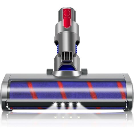 Brosse motorisée compatible pour Dyson V7 V8 V10 V11 V15 Rouleau souple pour parquet, carrelage et lumière pour angle sombre