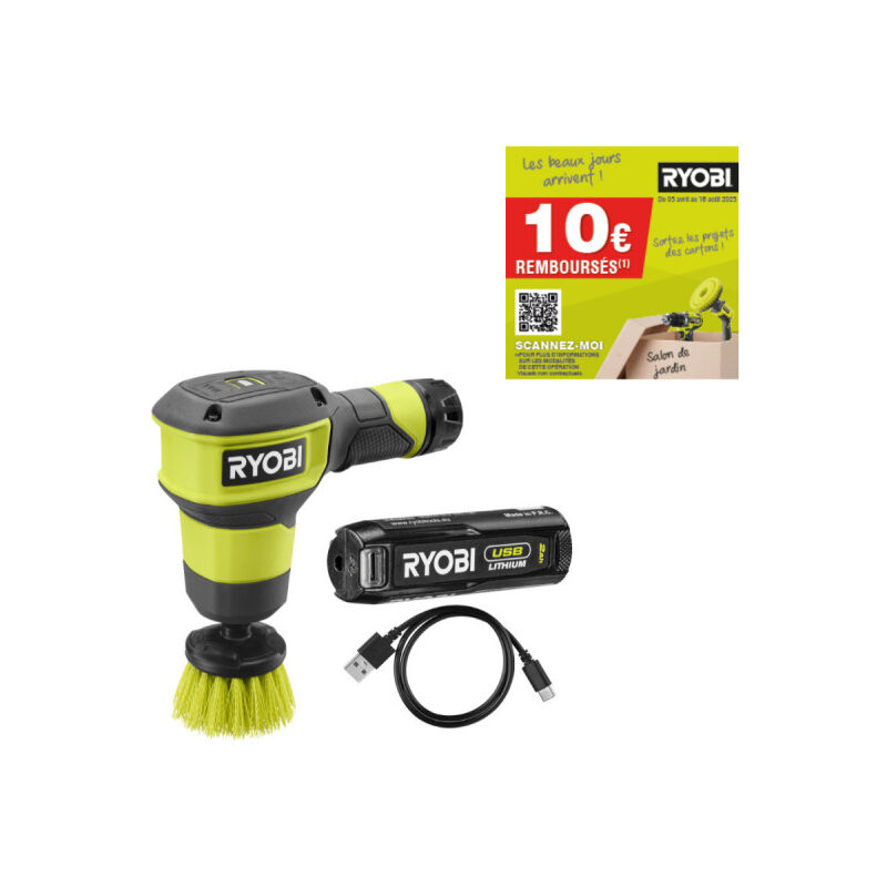 Ryobi - Brosse motorisée 4V usb Lithium - 1 batterie 2,0Ah - RSCR4-120G