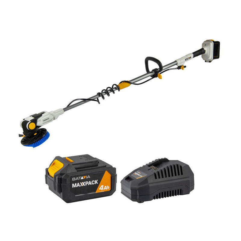 Brosse motorisée télescopique sans fil Twin® Brush 18V - Pack outil + batterie 4,0Ah + chargeur rappide inclus