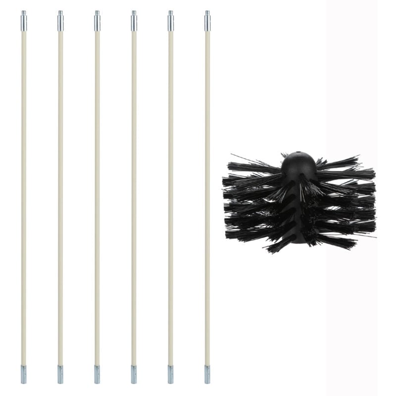Rapanda - Brosse Nettoyage Cheminées, Cannes Outil de Ramonage Poele a Bois, Brosses Poêle à Pellet Kit avec 9 Flexibles Nylon 1 Tête de Brosse 1