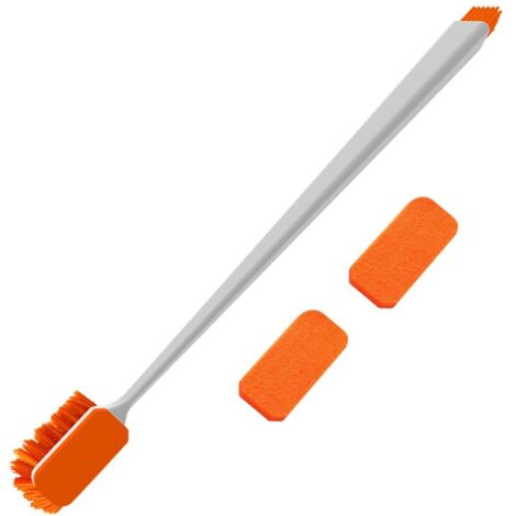 Brosse Nettoyage d'aquarium, Grattoir à Algues, Double Face/Extrémité, avec 2 Chiffon en Feutre, Nettoyeur de Verre d'aquarium à Longue Manche pour Aquariums à la Maison