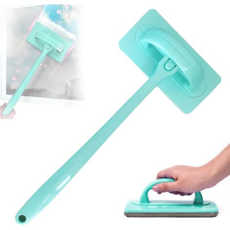 Brosse Nettoyage pour Écran de Fenêtre, Matériaux de Plastique, Vert, avec Manche Amovible, Humide et Sec, pour Écrans, Tapis, Canapés et Linge de Lit (18 × 9 cm) (Vert)