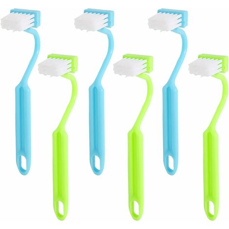 Brosse Nettoyage Salle de Bain, Brosse de Toilette, Brosse de Toilette en Plastique en Forme de V 6PCS, utilisée pour Nettoyer Les Toilettes et Les Coins Morts à la Maison (Vert, Bleu)