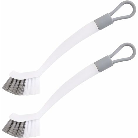 Brosse Nettoyage Salle de Bain,Brosse de Nettoyage Cuisine,2 Brosses,Blanc Gris,Outil d'élimination des Taches intégré,pour Cuisine,Salle de Bains