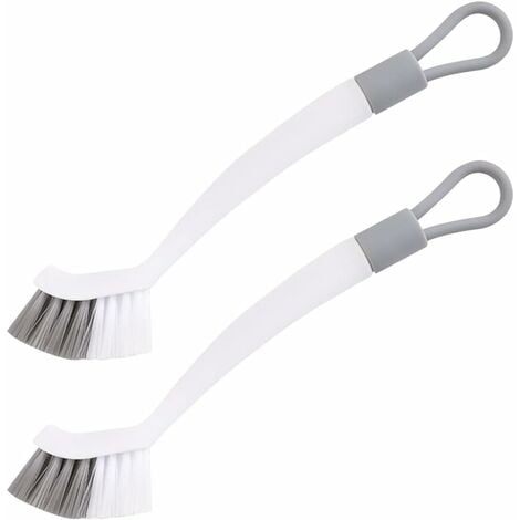 HEYTEA Brosse Nettoyage Salle de Bain,Brosse de Nettoyage Cuisine,2 Brosses,Blanc Gris,Outil d'élimination des Taches intégré,pour Cuisine,Salle de Bains