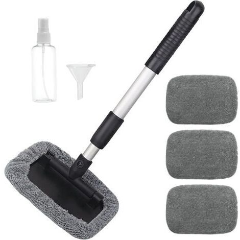 Brosse Nettoyage Voiture Extensible de Pare-Brise, Kit Nettoyage Voiture avec 4 Brosse Lavage Voiture en Microfibre, Brosse de Fenêtre Telescopique Rotation à 180° Nettoyage