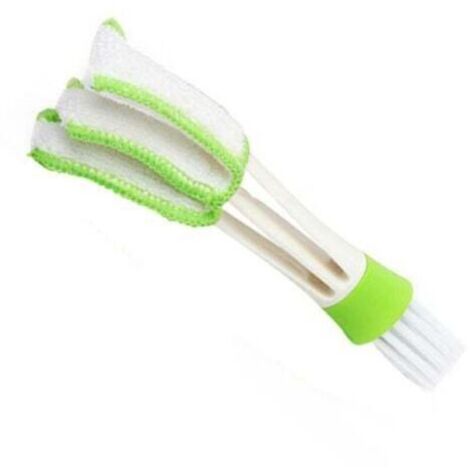Brosse nettoyante pour stores vénitiens Double-Lamelles avec chiffon microfibre intégré - Lavable et réutilisable, nettoyage à sec ou à l'eau - Brosse intégrée pour saleté solide