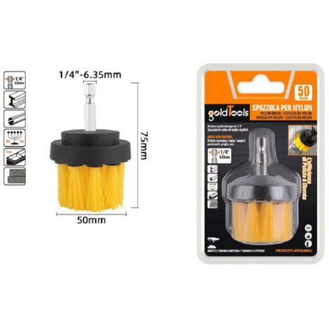 Brosse Nylon 50 Mm Attachement 1/4" Perceuse Electrique Rotative Pour Nettoyage 57237