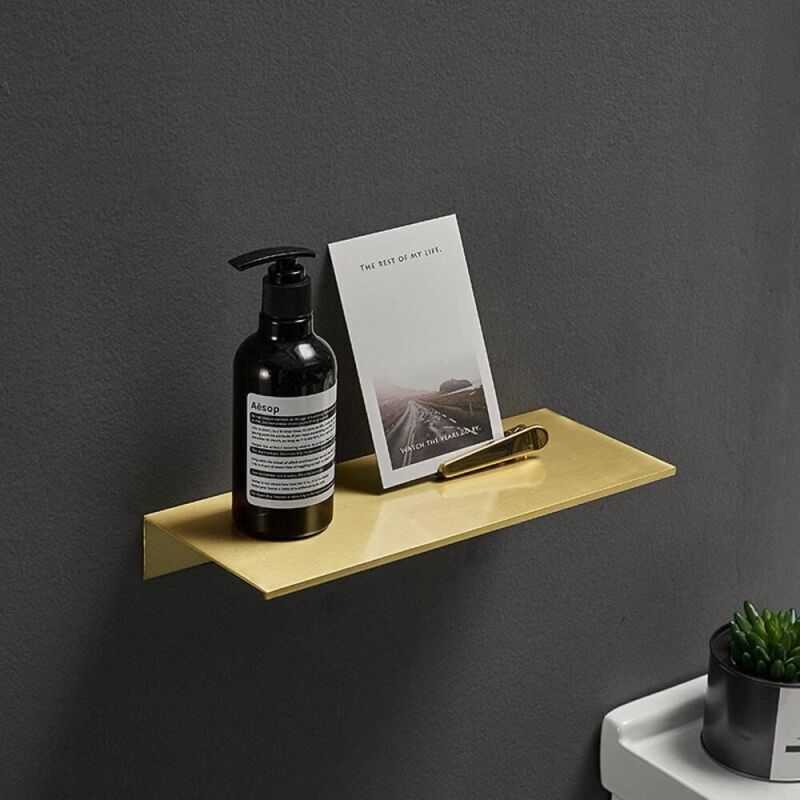 Brossé Or Aluminium Salle De Bains Shampooing Cosmétiques Étagères Cuisine Murale Toilette Douche Support De Rangement Accessoires,20cm