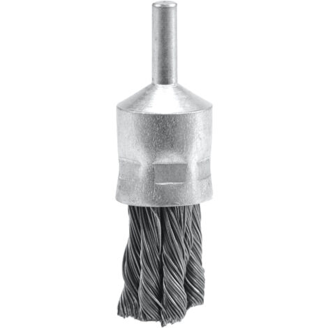 Brosse pinceau a fil d'acier torsadee Ø 22 mm tige de 6mm