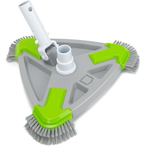 Brosse Piscine avec Raccord d’Aspiration 35cm Triangle, Brosse Aspirateur Piscine avec Brosses Latérales, Tête Aspirateur Piscine pour Tuyau 32/38mm, Nettoyeur Piscine pour Piscine Hors Sol & Enterrée