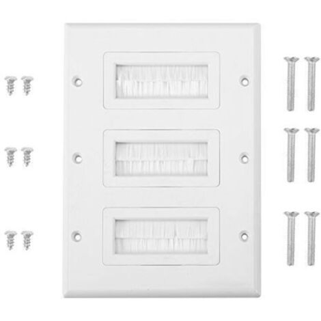Brosse Plaque Murale, Câble Entrée Sortie Brosse Plaque en Plastique Anti Poussière, Passe-Câble Passage de Câble Trou pour Câbles HDMI ou Câbles Réseau/Téléphoniques(3)