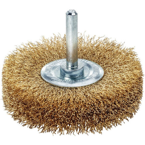 Brosse plate D. 40 mm tige 6 mm épaiss. de fil 0.2 mm laiton 7 mm 18 000 min-¹ L