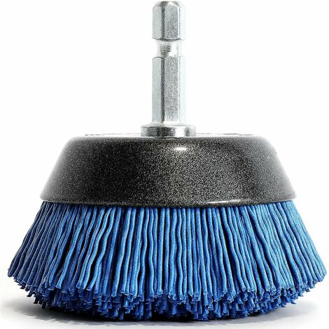 Brosse Poncage Nettoyage Visseuse Perceuse 75 mm I Fil Nylon FIN pour Bois et Métal I Tige 5mm