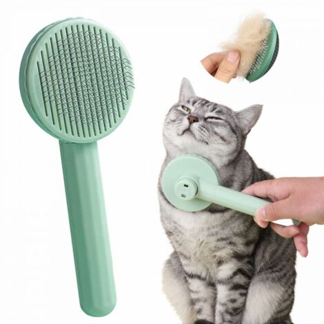 Brosse Pour Animaux - Acier Inoxydable - Enlèvement Poils Morts en Un Clic - Ergonomique - Pour Chats et Chiens à Poil Court ou Long - 1 Pièce