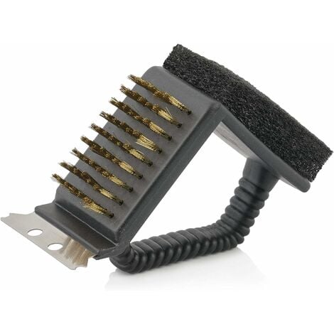Brosse pour barbecue | 3 en 1 | Brosse en laiton | Spatule de nettoyage | Brosse de nettoyage pour barbecue à charbon de bois, gaz et barbecue électrique