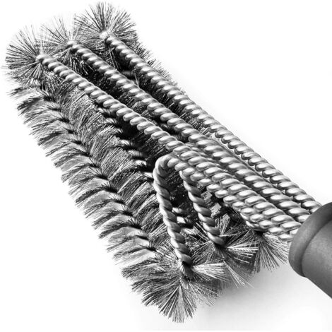 Brosse pour barbecue en acier inoxydable de 45 cm avec poils métalliques et manche souple et confortable - Nettoyant et grattoir parfaits pour les grilles de cuisson