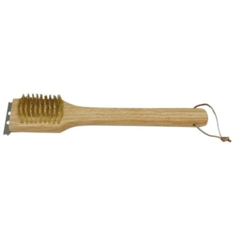 Brosse pour barbecue en fils de laiton avec manche en bois pour nettoyer la grille du barbecue