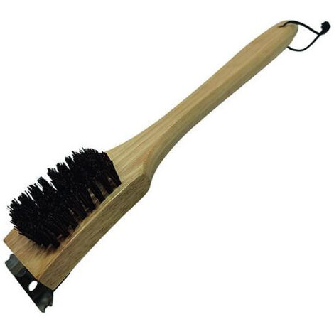Brosse pour barbecue Sandri, en bois avec raclette, 38 cm