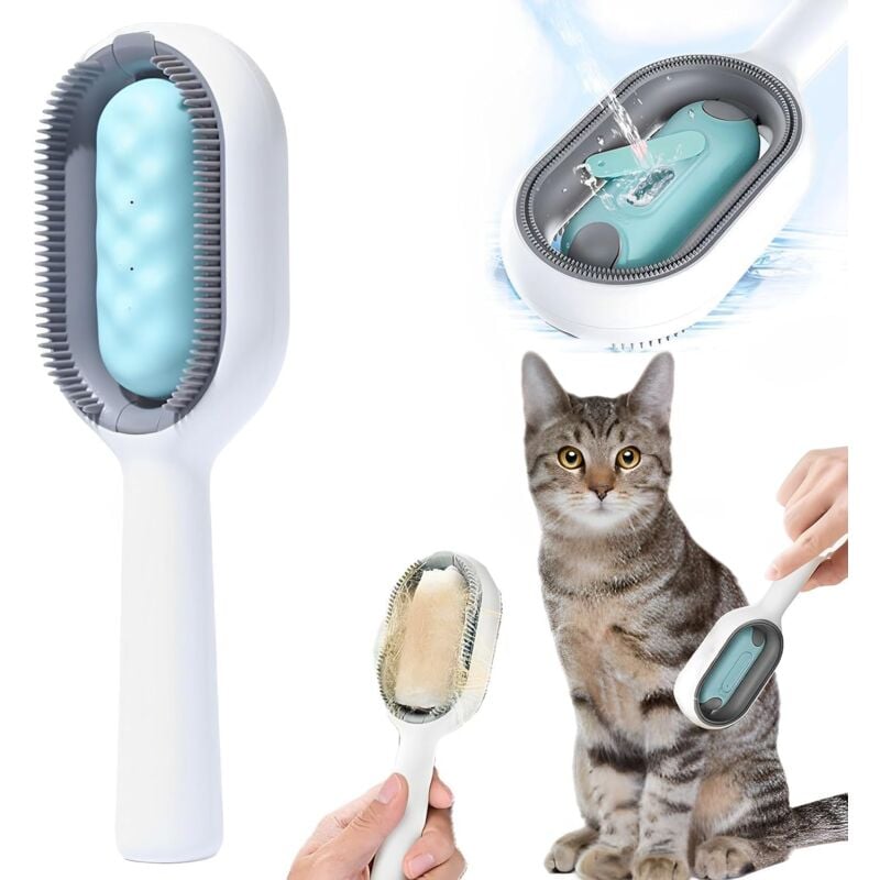 Brosse pour chat avec eau, brosse de toilettage pour chat 3 en 1, brosse de nettoyage pour chat
