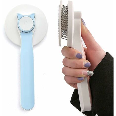 Brosse pour Chat & Chien - Brosses Autonettoyantes Anti Poils Morts pour Chiens & Chats - Accessoire pour Animaux à Poil Long ou Court - Ne Tire Pas Les Poils pour Un Toilettage Facile - Bleu