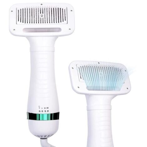 Brosse pour chats et chiens avec sèche-cheveux, réglage à trois vitesses, séchage facile du pelage, brossage en un clic