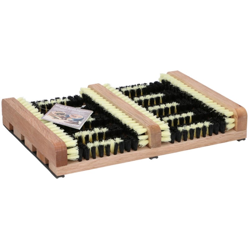 Markenartikel - Essuie-pieds pour chaussures et bottes en bois avec brosses 35x26x5,5 cm