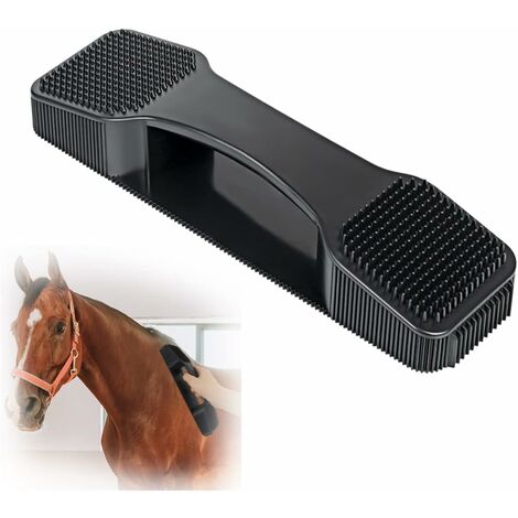 Brosse pour cheval 6 en 1, brosse de toilettage pour cheval, brosse de massage pour cheval, brosse pour cheval d'épilation, brosse de massage beauté le noir-BDD
