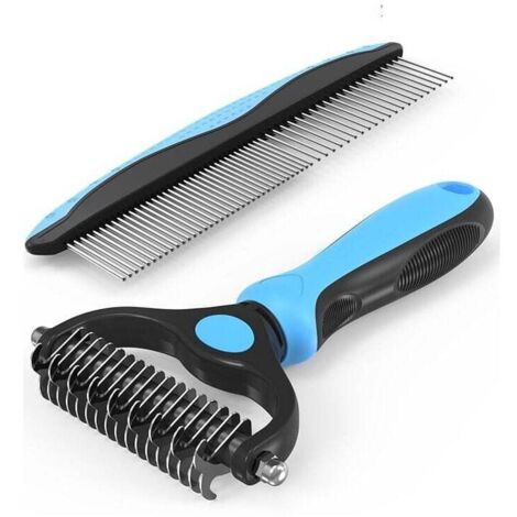 Brosse pour chien et chat, brosse pour chien 17+9 dents, râteau de toilettage pour chien, brosse de toilettage pour enlever les nœuds/sous-poil, brosse pour chien avec peigne, OUYLAF