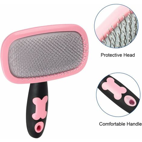 Brosse pour Chiens et Chats Toilettage Peigne pour Chien et Chat avec Poils Longs et Courts-Rose