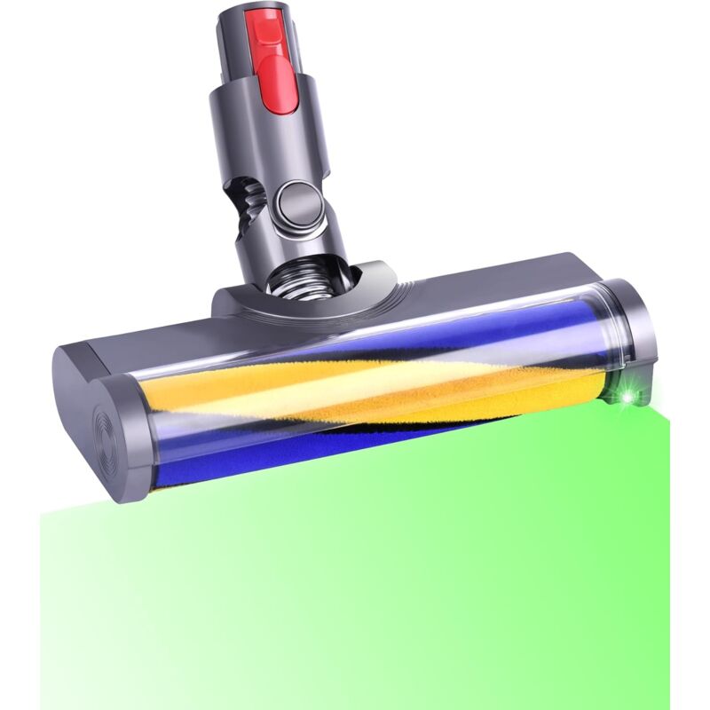 Brosse pour Dyson V15 V11 V10 V8 V7 Tête de Brosse avec Lumières Laser Verte Brosse Aspirateur de Rechange avec Rouleau Souple pour Sols Durs Parquets