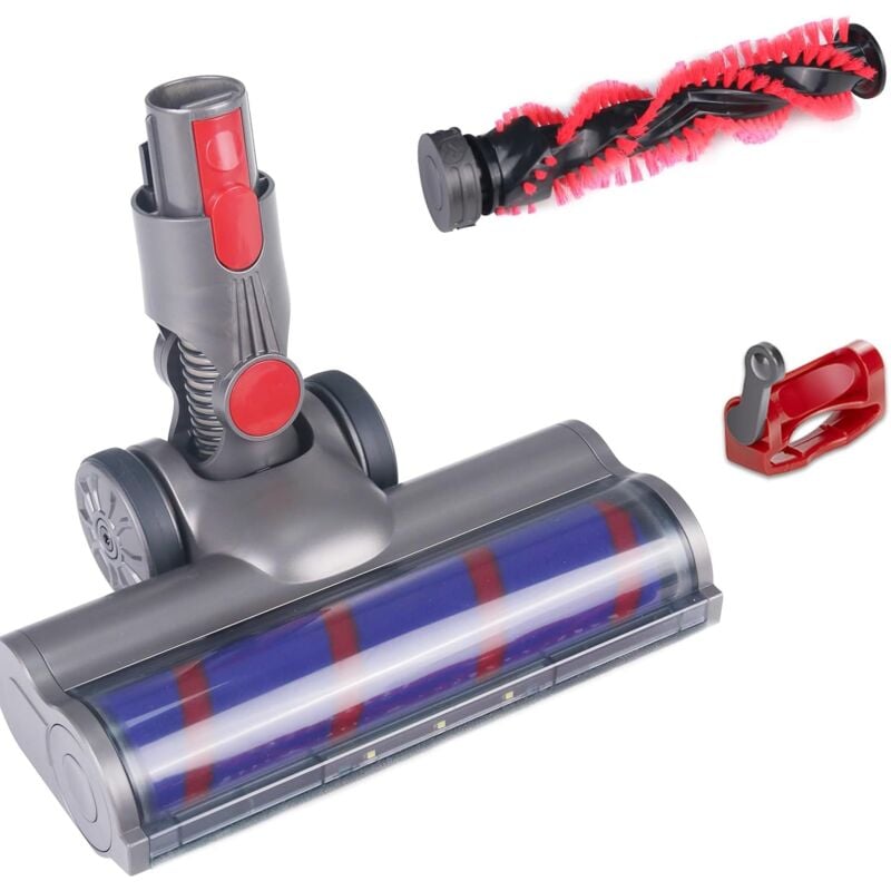 Bluedeer - Brosse pour Dyson V7 V8 V10 V11 V15 sv12 sv14 sv15, Tete Brosse Dyson avec Turbo et Rouleau Souple, led et Verrouillage de la gâchette,