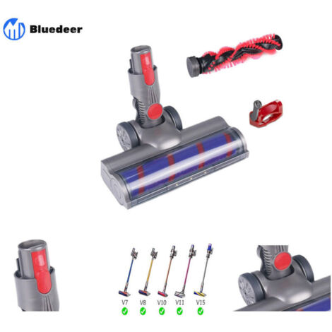 Brosse pour Dyson V7 V8 V10 V11 V15 sv12 sv14 sv15, Tete Brosse Dyson avec Turbo et Rouleau Souple, LED et Verrouillage de la gâchette, Accessoire Dyson pour Moquette, Parquets, Sol en Bois