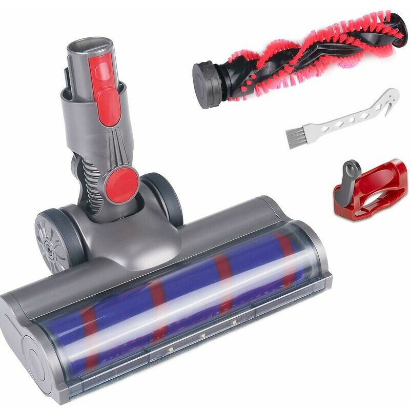 Lucky-88 - Brosse pour Dyson V7 V8 V10 V11 V15, Tete Brosse Dyson avec Turbo et Rouleau Souple, led et Verrouillage de la gachette, Accessoire Dyson