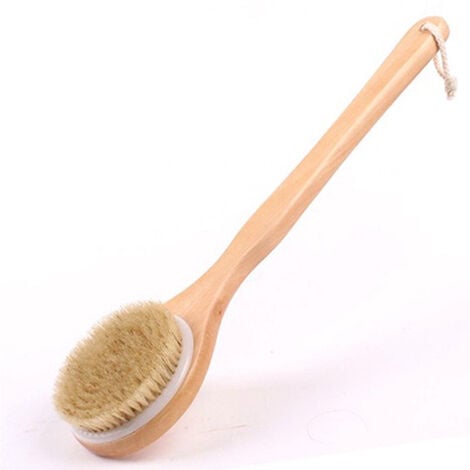 Brosse pour le corps - Brosse à dos à sec - Brosse de bain en bois de bambou - Poils naturels - Massage exfoliant - Améliore la circulation sanguine et la cellulite