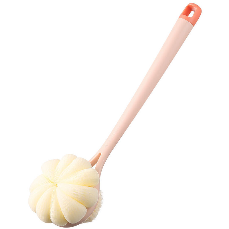Brosse pour le dos le corps avec poils et luffa,éponge de bain givrée avec long manche incurvé pour exfoliation de la peau,douche,poils de