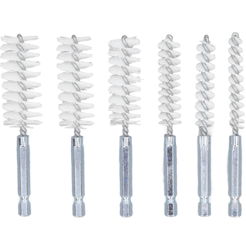 Brosse pour Perceuse, Brosse de Perçage, Brosse Acier, Brosse de Balayage, Lot de 6, pour Essuyer et Enlever la Rouille (Nylon (Blanc)).