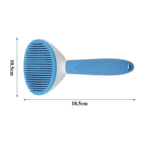 Brosse pour poils d'animaux, bleue, autonettoyante, élimine le sous-poil, pour animaux de compagnie, avec poignée ergonomique antidérapante et aiguille réglable à 60°, en ABS, TPR et acier inoxydable.