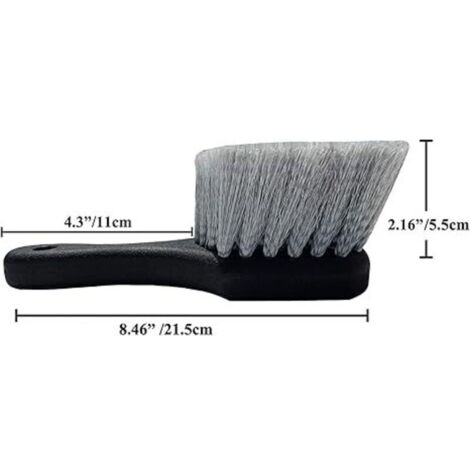 Brosse pour roues et pneus pour jantes de voiture, nettoie les pneus et élimine la poussière et la crasse de la route, manche court pour un récurage facile noir