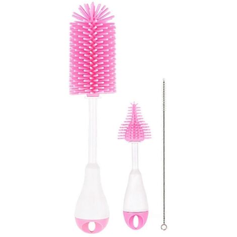 Brosse pour tétine de biberon, brosse de nettoyage pour paille de gobelet, rose (comme sur la photo)