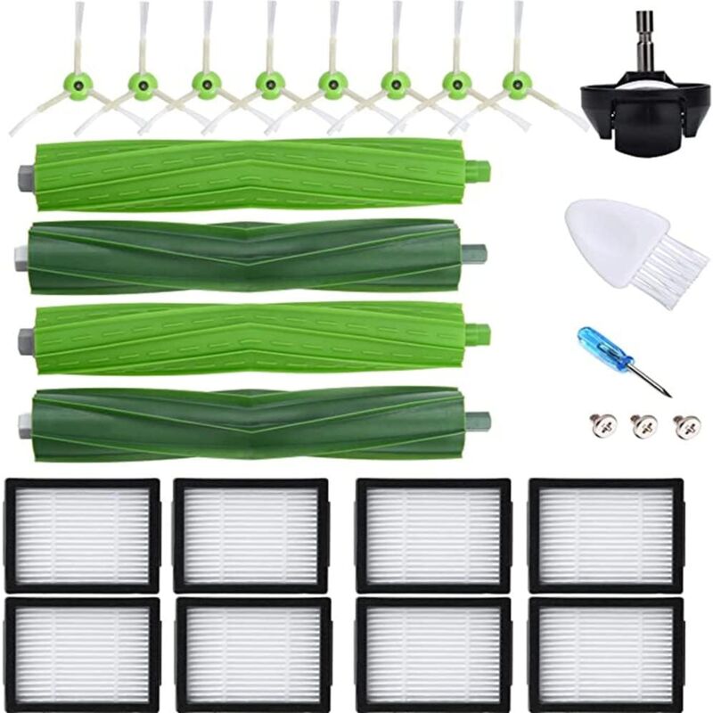 Treetalk - Brosse principale, filtre Hepa, brosse latérale, sac à poussière compatible avec les pièces d'aspirateur robot IRobot Roomba I7 I7+ I8 E5