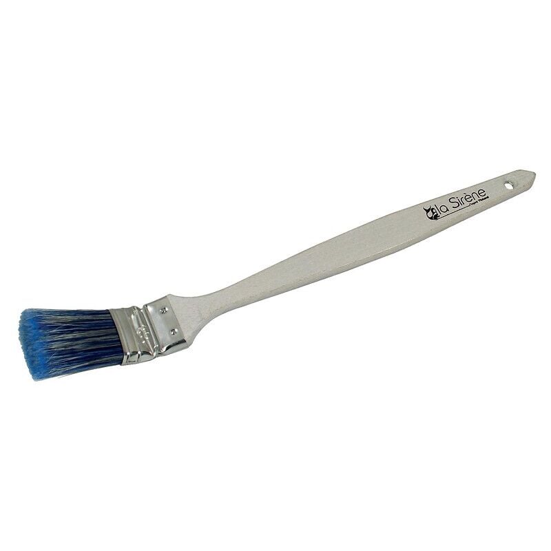 Brosse Radiateur blue must largeur 35 mm coudée sur plat soies/synthétique bleus avec manche bois verni et virole inox - théard