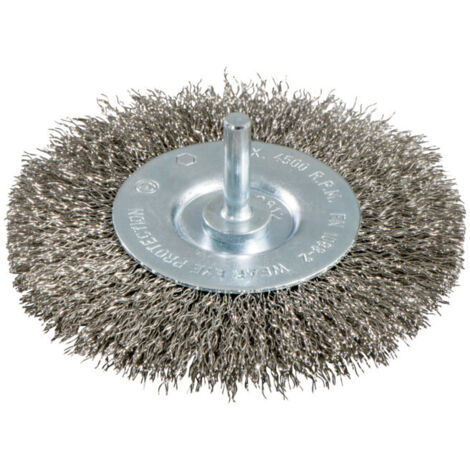 Brosse ronde 75x0,3 mm/ 6 mm, acier inoxydable, ondulé, avec queue de 6 mm metabo