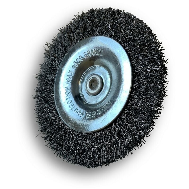 Kibros - Brosse circulaire métallique sur tige ø 75 mm Fil acier souple - Quantité x 1 - ø 75 mm - Ep. 8 mm - Acier souple