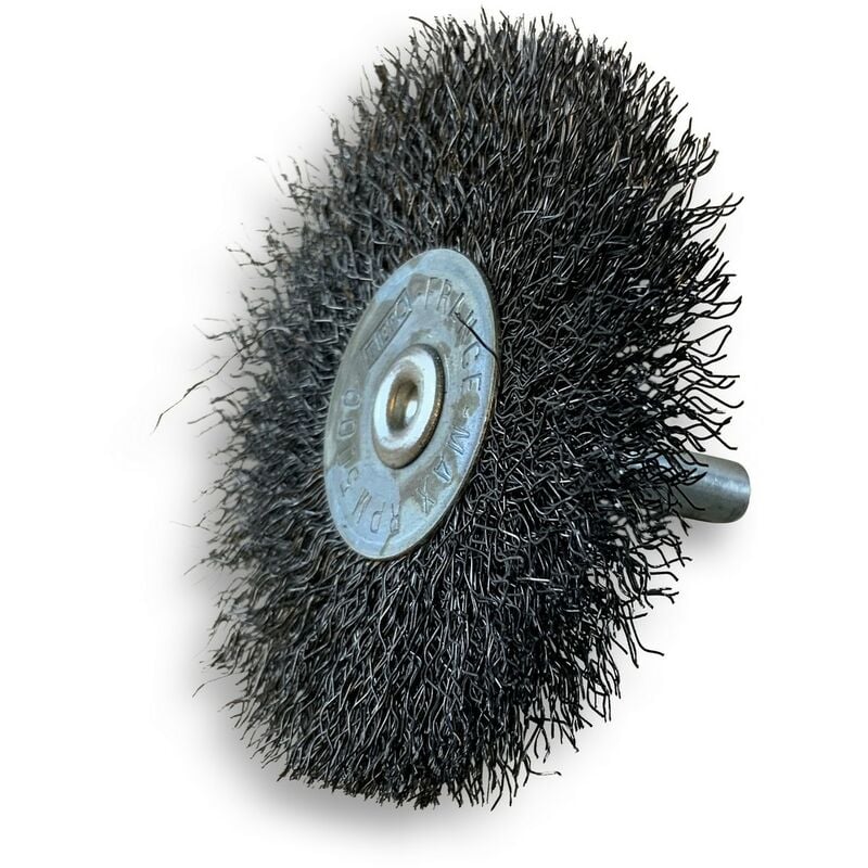 Kibros - Brosse circulaire métallique sur tige ø 60 mm Fil acier souple - Quantité x 1 - ø 60 mm - Ep. 8 mm - Acier souple