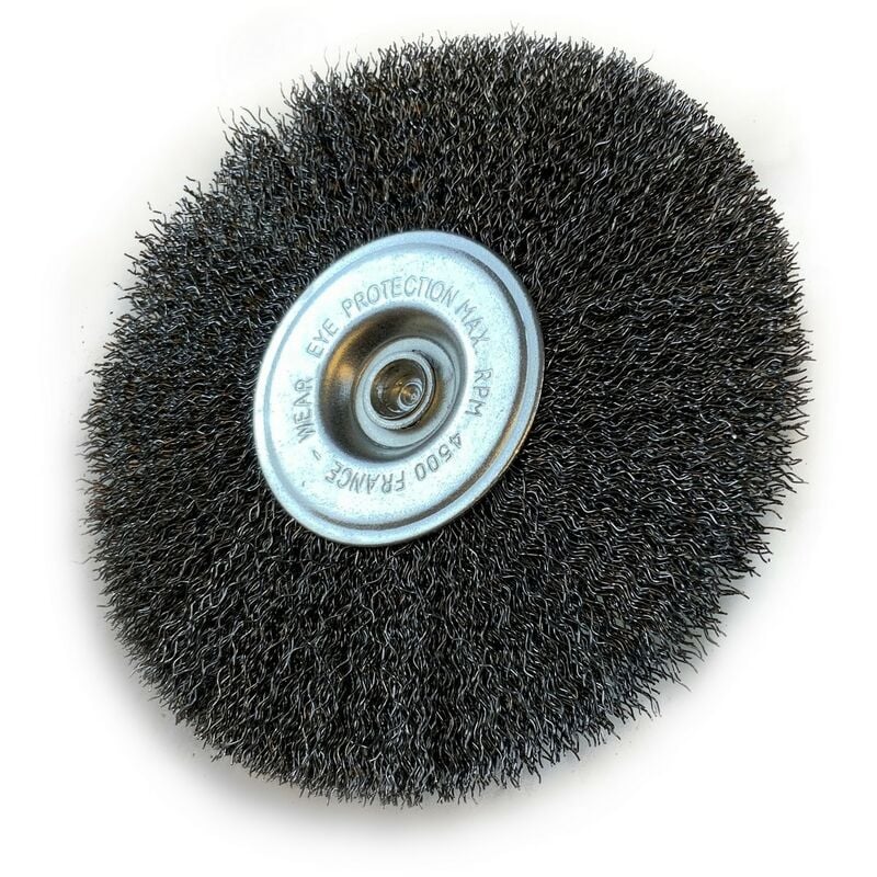Kibros - Brosse circulaire métallique sur tige ø 125 mm Fil acier dur - Quantité x 1 - ø 125 mm - Ep. 8 mm - Acier dur